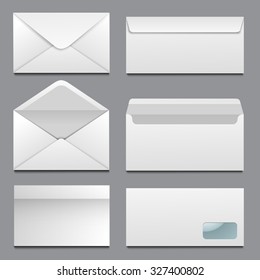 White blank envelopes isolated on background. Vector illustration