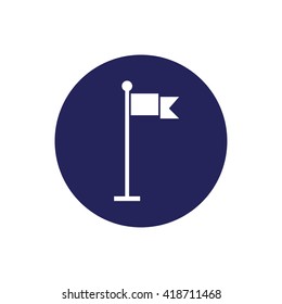 White blank flag icon vector. Blue circle. Blue button