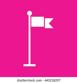 White blank flag icon vector. Pink background