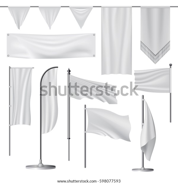 Download White Blank Flag Mockup Set Isolated Stock Vector (Royalty Free) 598077593