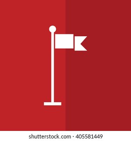 White blank flag vector icon. Red background