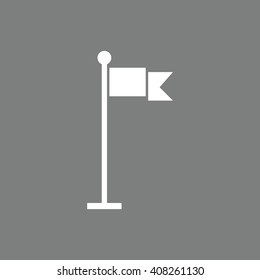 White blank flag vector icon. Gray background