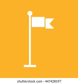 White blank flag vector icon. Yellow background