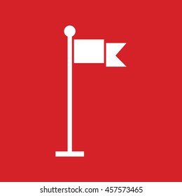 White blank flag vector icon. Red background