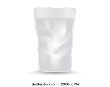 White Blank Foil Food Or Drink Bag Packaging vector, package design, 3d, product design, realistic packaging 