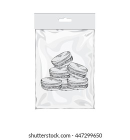 White blank foil food sachet. Packaging for sweets. Mock up bag ready for your design
