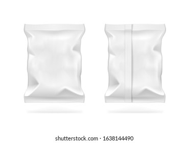 White Blank Foil Food Snack Pack For Chips, Candy Or Other Product. EPS10 Vector