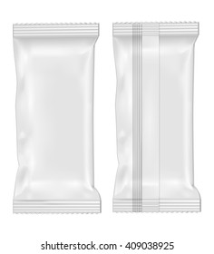 White blank foil food snack pack for chips, candy and other products.
