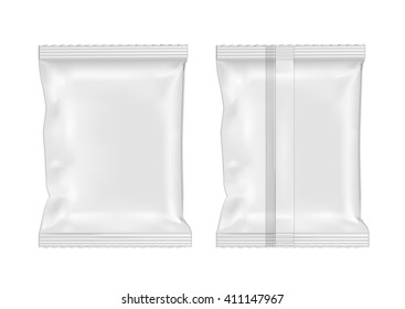 White Blank Foil Food Snack Pack For Chips, Candy And Other Products.