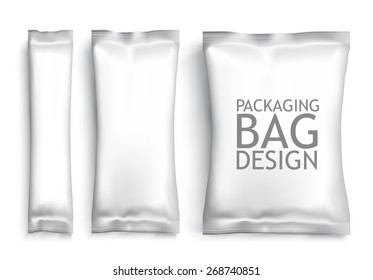 White Blank Foil pack . Plastic Pack Template for your design and branding. Vector