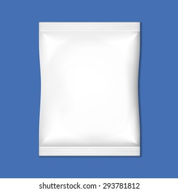 White Blank Foil Packaging on blue background - vector