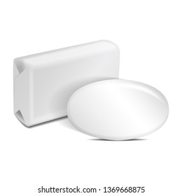White blank foil or paper box soap. Realistic vector mock up easily change the color of the soap for your design