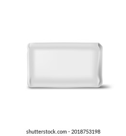 White Blank Foil Or Paper Soup Packaging Isolated On White. EPS10 Vector