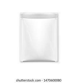 White Blank Foil Pouch Packaging For Salt, Sugar, Sachet. EPS10 Vector
