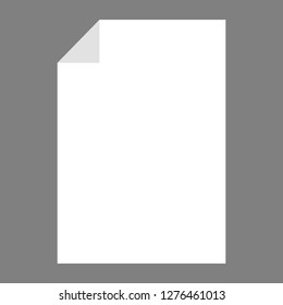 white blank folded corner paper sheet icon isolated on grey background; vector illustration
