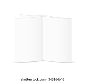 white blank folded paper on white background, isolated