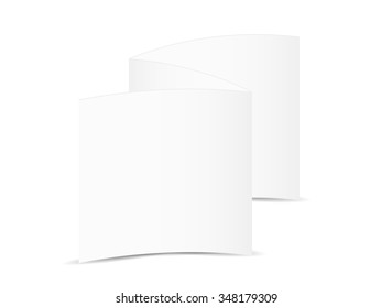 white blank folded paper on white background, isolated
