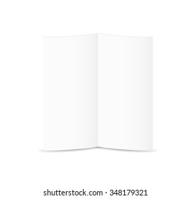 white blank folded paper on white background, isolated