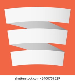 White blank folded ribbon banner. Solid vector illustration.