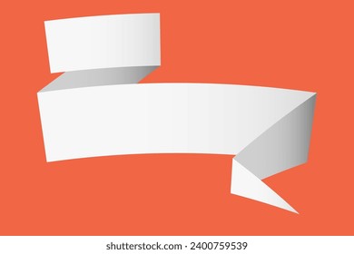 White blank folded ribbon banner. Solid vector illustration.