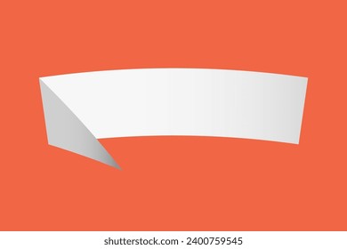 White blank folded ribbon banner. Solid vector illustration.