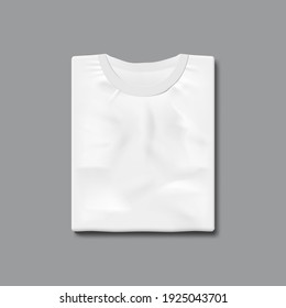 White Blank Folded T-shirt Template On Dark Background. Top View. EPS10 Vector