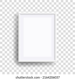 White blank frame, realistic vertical frame. Blank white photo frame mockup template isolated.