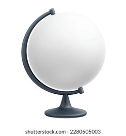 White blank globe 3d vector icon isolated on white background. Round banner template for your design. Vector illustration