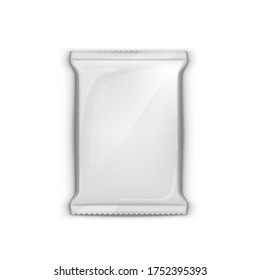 White Blank Glossy Foil Packaging Plastic Pack. EPS10 Vector