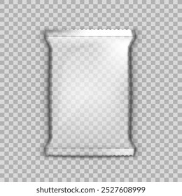 Paquete de plástico de empaquetado de papel brillante en blanco blanco. Vector EPS10