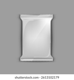White Blank Glossy Foil Packaging Plastic Pack. EPS10 Vector