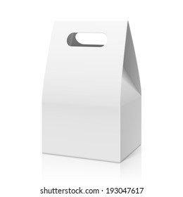 White Blank Hand Cake, Bread Packaging Paper Bag. Vector.