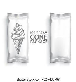 White Blank ice cream package. Plastic Pack Template for your design and branding. Vector