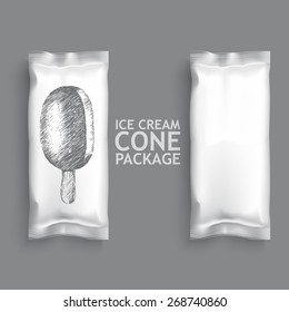 White Blank ice cream package. Plastic Pack Template for your design and branding. Vector