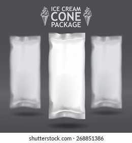 White Blank ice cream package. Plastic Pack Template for your design and branding. Vector