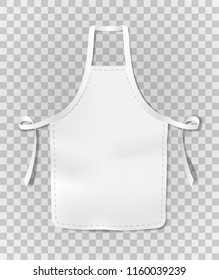 White blank kitchen chef apron isolated on transparent background. Cotton realistic apron for cooking or baker. vector illustration.
