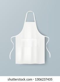 White blank kitchen cotton apron isolated. Protective apron uniform for cooking. Vector illustration.