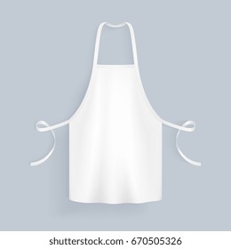 White blank kitchen cotton apron isolated vector illustration. Protective apron uniform for cooking or baker