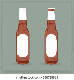 white blank label shape on vector beer bottle in two design variants