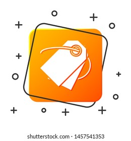 White Blank label template price tag icon isolated on white background. Empty shopping discount sticker. Template discount banner. Orange square button. Vector Illustration