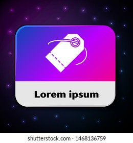 White Blank label template price tag icon isolated on black background. Empty shopping discount sticker. Template discount banner. Rectangle color button. Vector Illustration