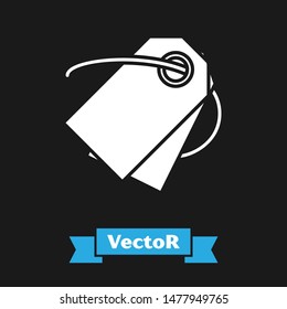White Blank label template price tag icon isolated on black background. Empty shopping discount sticker. Template discount banner.  Vector Illustration
