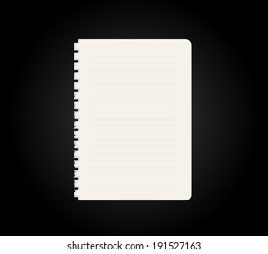 white blank lined paper on black background