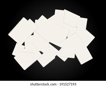 white blank lined papers on black background