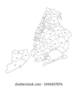 White blank map of New York city
