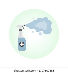 White blank medical sanitizer spray bottle, antibacterial and virus antiseptic disinfection, COVID-19 prevention, coronavirus epidemic protection