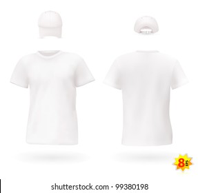 White blank men's t-shirt template with a cap.