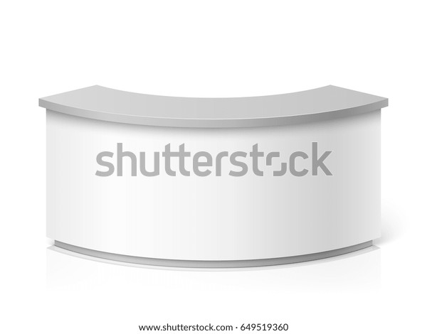 白い空白のモダンレセプション 丸型インフォメーションデスクまたは展示カウンターベクターイラスト のベクター画像素材 ロイヤリティフリー