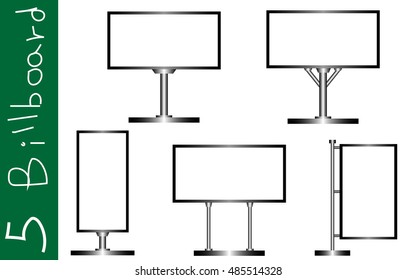 White Blank on Billboard Made form Metal Material.
Vector illustration.