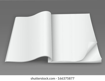 White blank open magazine on a dark background